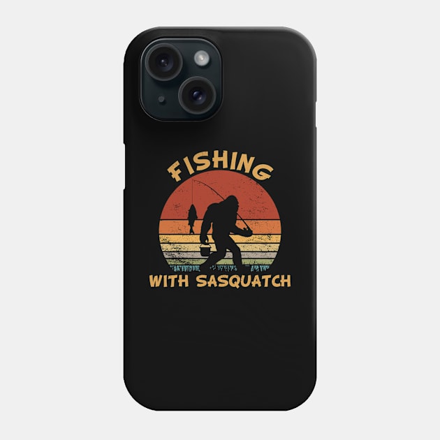 Fishing With Sasquatch Blood Moon Vintage Phone Case by kimmygoderteart