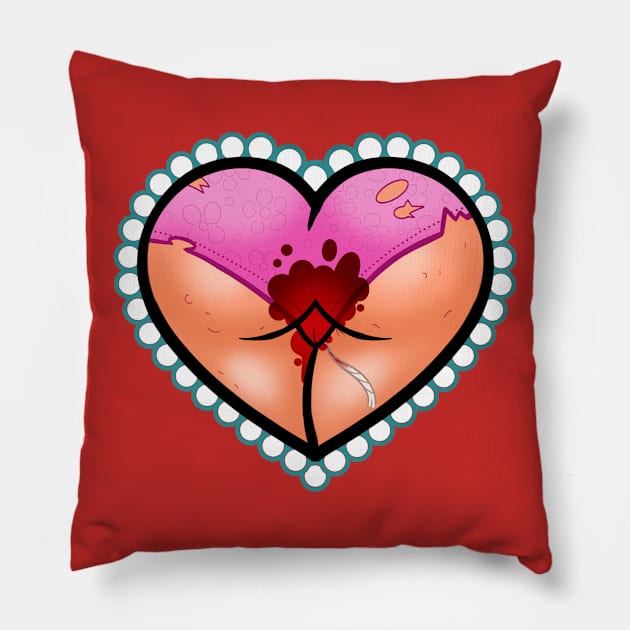 Bloody Valentine (Pink) Pillow by InkyMcStapleface