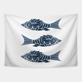 Gradient Ocean Fish Tapestry