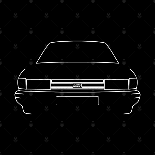 Austin Maestro classic 1980s British saloon car white outline graphic by soitwouldseem