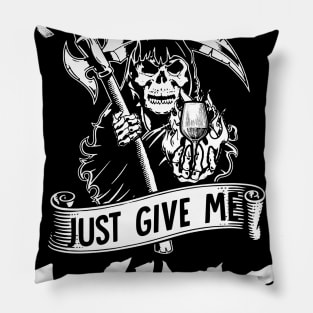 Forget Candy Just Give Me Wine Skull Halloween Pillow
