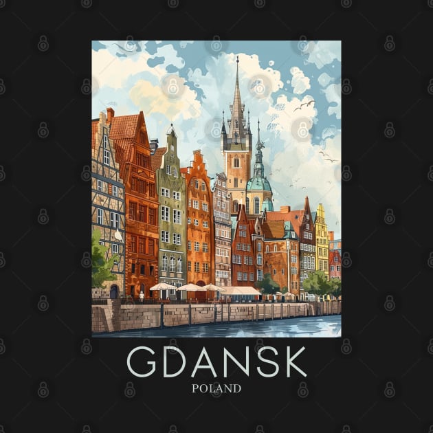 A Pop Art Travel Print of Gdansk - Poland by Studio Red Koala