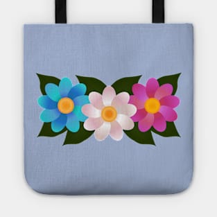 Three Flowers: Blue, White, Pink Tote