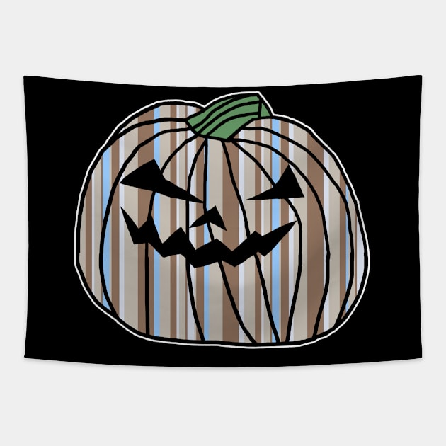 Light Blue Stone Stripes Halloween Horror Pumpkin Tapestry by ellenhenryart