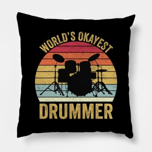 World's Okayest Drummer Retro Vintage Pillow