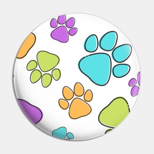 Kids Pawprint Pattern – Orange Purple Green Blue Pin