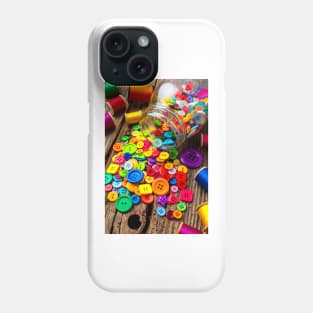 Jar Of Buttons And Thread Still Life Phone Case