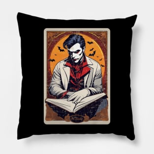 The Reader Vampire Halloween Tarot Card Pillow
