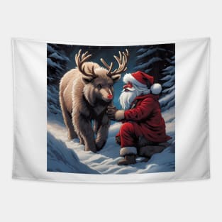 Teddy as Rudolf the Red Nose Reindeer Tapestry