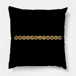 Vintage Zodiac Sign Circles Transparent Tan Gold Pillow