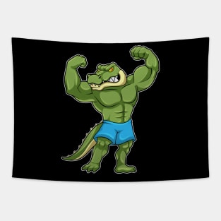 Crocodile as Bodybuilder extreme Tapestry