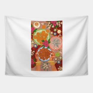 Indian sweets illustration Tapestry