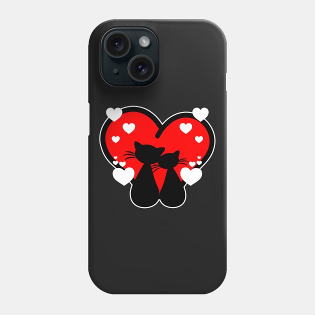 Cat Love Valentines Day Phone Case by RadStar