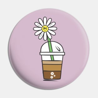 livi Coffee Cup Daisy Flower art Pin