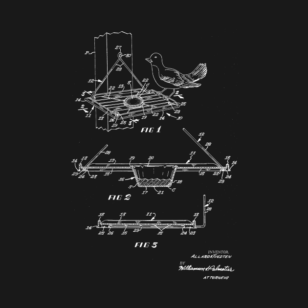 Bird Feeder Device Vintage Patent Hand Drawing by TheYoungDesigns