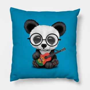 Baby Panda Playing Portuguese Flag Guitar Pillow