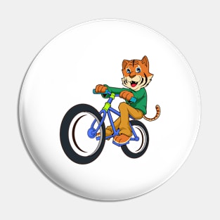 Cartoon tiger riding a bike Pin