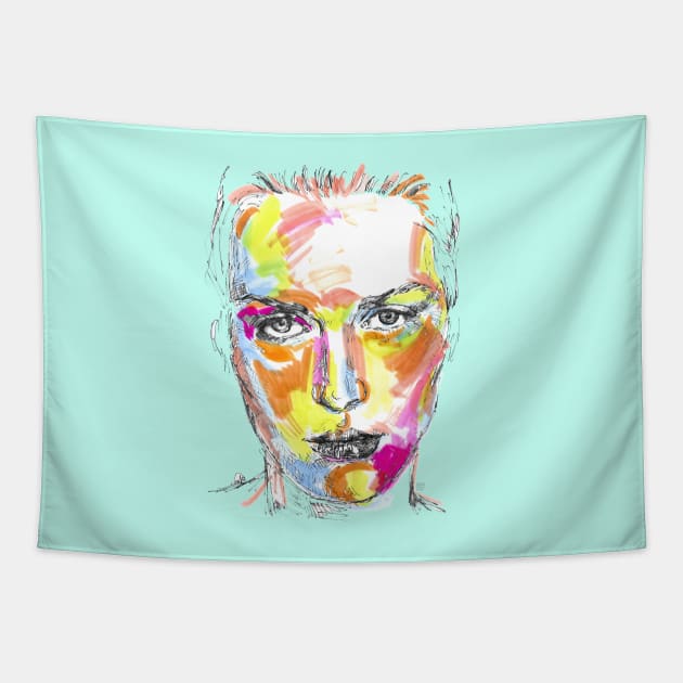 Portrait in Neon Colours Tapestry by FanitsaArt