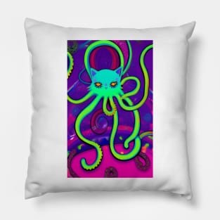 Psychedelic cat octopus Pillow