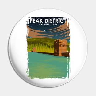 Peak District National Park Vintage Minimal Retro Travel Poster at Night Pin