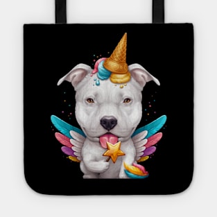 White Pitbull Ice Cream Unicorn Tote