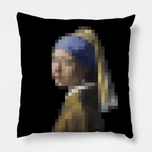 Vermeer Girl with a Pearl Earring - Pixel Art Pillow