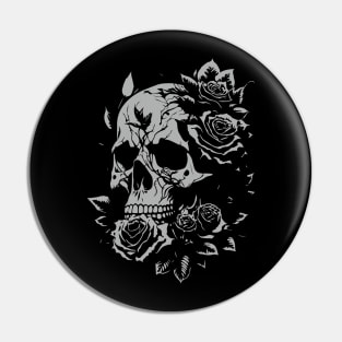 Skull with roses Pin