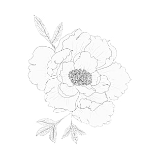 Peony Pattern - Flower Line Art T-Shirt