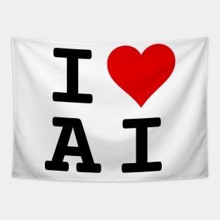 I Love AI | Stylized Abbreviation Heart Logo Black Tapestry