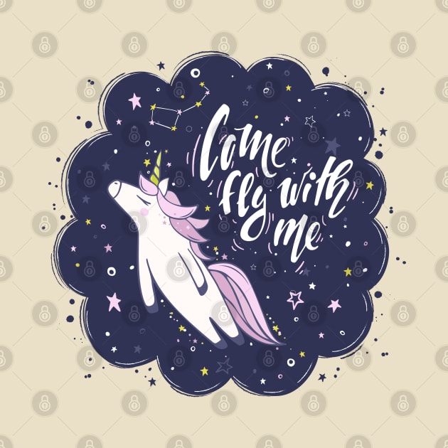 Unicorn Come Fly With Me by Mako Design 