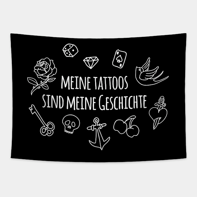 Meine tattoos sind meine geschichte (black) Tapestry by nektarinchen