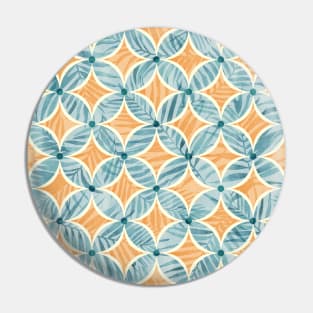 Orange and Blue Sunset Palms Geometry Pin