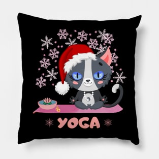 Cat Yoga at Christmas Pillow