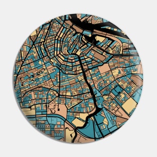 Amsterdam Map Pattern in Mid Century Pastel Pin