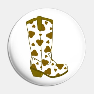 BROWN Cow Spots Cowboy Boots Pin