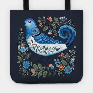 Blue Bird Scandinavian Art Tote