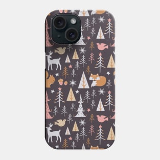 Christmas Pattern Christmas Trees, Animals And Snowflakes Phone Case