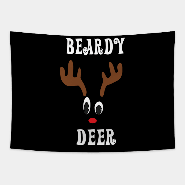 Beardy Reindeer Deer Red nosed Christmas Deer Hunting Hobbies Interests Tapestry by familycuteycom