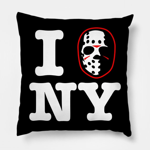 I Hockey Mask New York! Pillow by GodsBurden