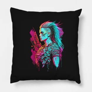 Neon Cyberpunk Viking - V1.16 Pillow