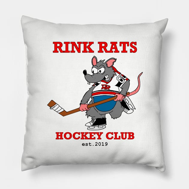 Rink Rats Hockey Club Pillow by theboardwalkkings