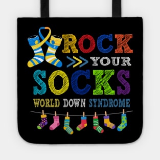 rock your socks world down syndrowe Tote