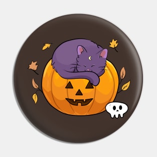 Halloween kitty with pumkin Pin