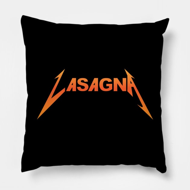 Lasagna Metal Logo Pillow by Baggss