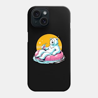 Pool Party White Bear Pink Float Novelty Funny Bear Phone Case