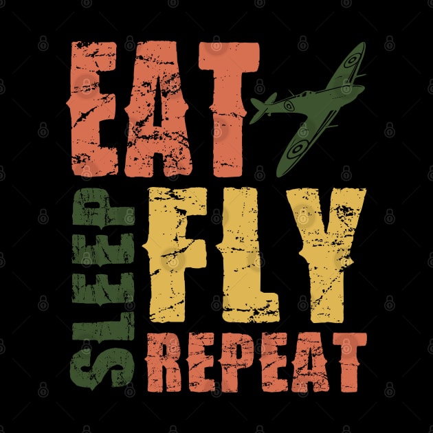 Airplane Pilot Shirts - EAT SLEEP FLY REPEAT by Pannolinno