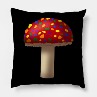 Red Mushroom With Rainbow Spots Pillow