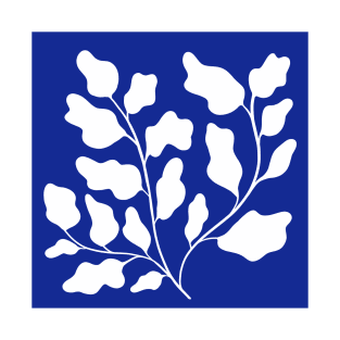 white leaf in blue background T-Shirt