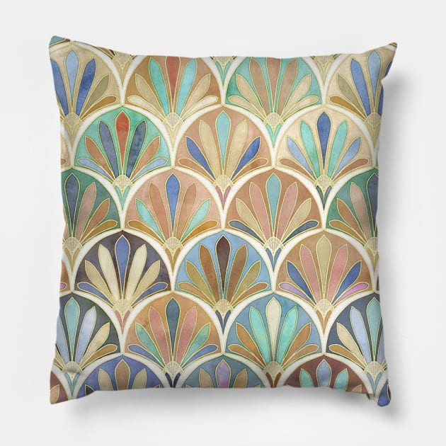 Autumn Neutrals Vintage Twenties Art Deco Pattern Pillow by micklyn