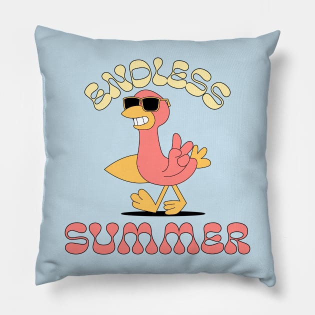 Endless Summer Flamingo Beach Vibes Vacay Pillow by Tip Top Tee's